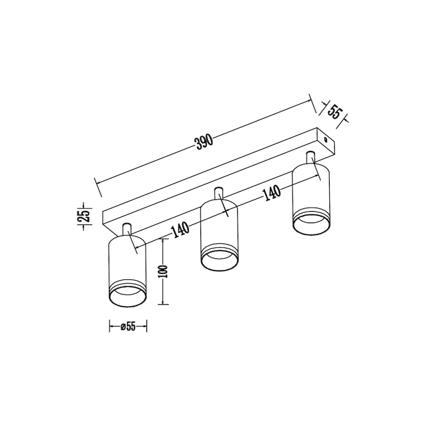 Foco orientable PIPE 3xGU10/10W/230V negro