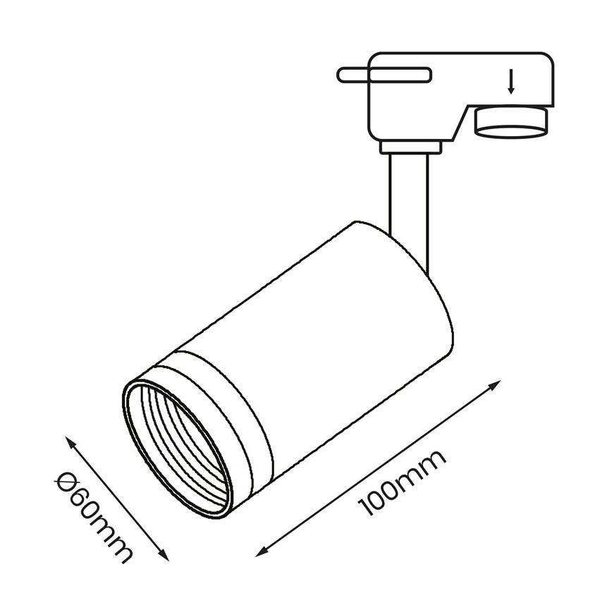 Foco para el sistema de rieles PIPE 1xGU10/25W/230V blanco