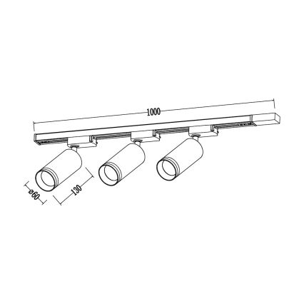 Foco para riel PIPE 3xGU10/10W/230V blanco