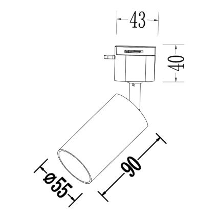 Foco para sistema de carril monofásico TIGER 1xGU10/10W/230V blanco