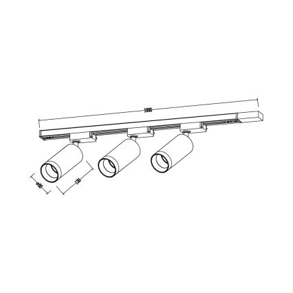 Foco para sistema de riel MICA 3xGU10/10W/230V blanco/cromo mate