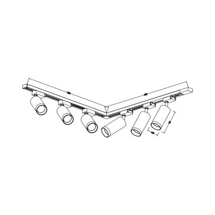 Foco para sistema de riel MICA 6xGU10/10W/230V blanco/cromo mate