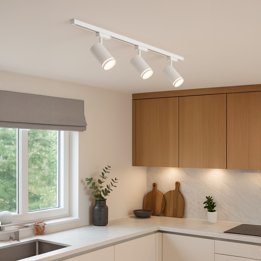 Foco para sistema de riel monofásico PIPE 1xGU10/10W/230V blanco