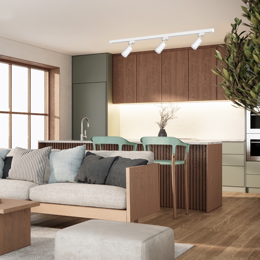 Foco para sistema de riel monofásico PIPE 1xGU10/10W/230V blanco