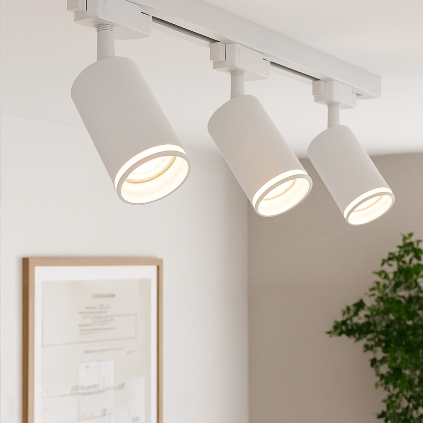 Foco para sistema de riel monofásico PIPE 1xGU10/10W/230V blanco