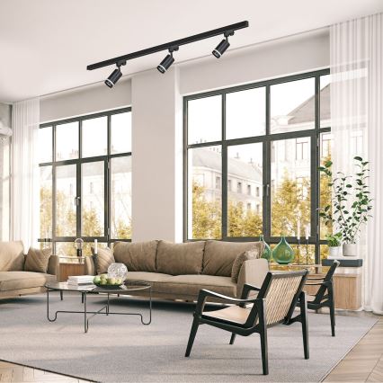 Foco para sistema de riel monofásico PIPE 1xGU10/10W/230V negro