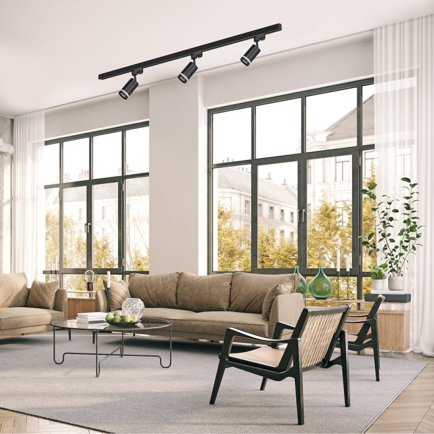 Foco para sistema de riel monofásico PIPE 1xGU10/10W/230V negro