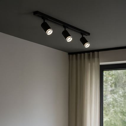 Foco para sistema de riel monofásico PIPE 1xGU10/10W/230V negro