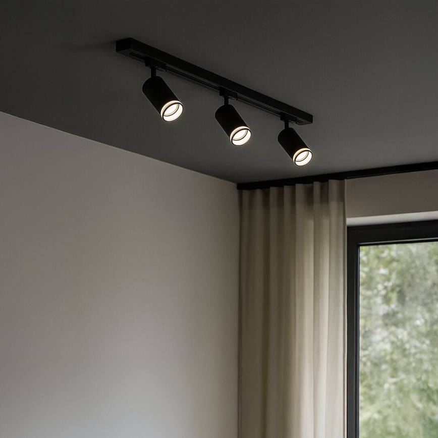 Foco para sistema de riel monofásico PIPE 1xGU10/10W/230V negro