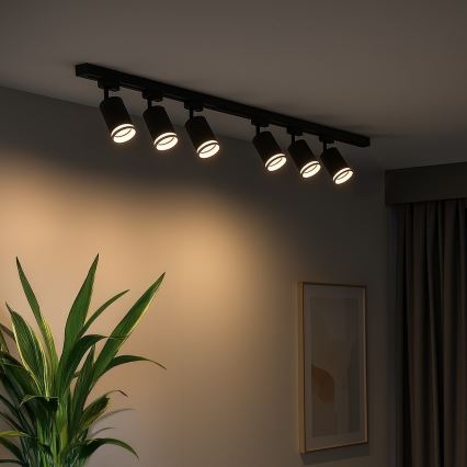 Foco para sistema de riel PIPE 6xGU10/10W/230V negro