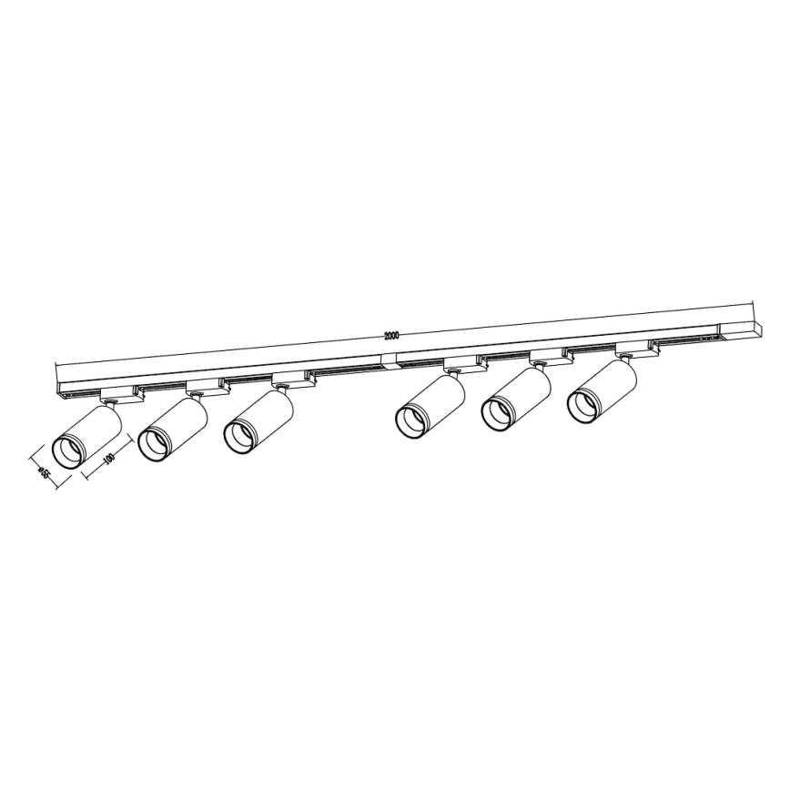 Foco para sistema de riel PIPE 6xGU10/10W/230V negro