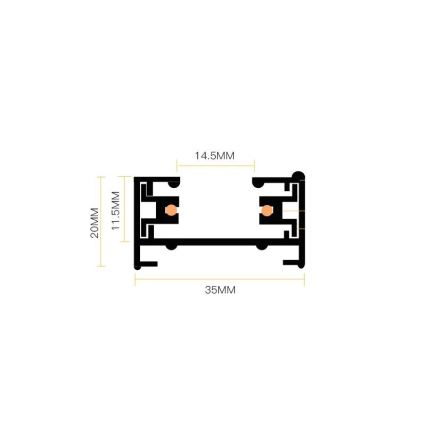 Foco para sistema de rieles 4xGU10/25W/230V 2 m negro