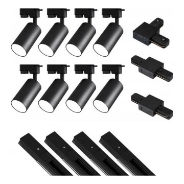 Foco para sistema de rieles 8xGU10/25W/230V 4 m negro