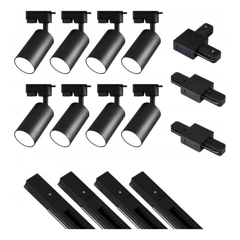 Foco para sistema de rieles 8xGU10/25W/230V 4 m negro