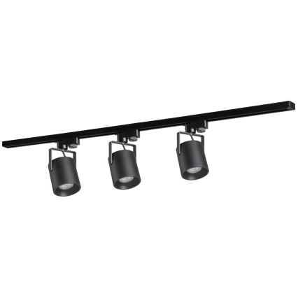 Foco para sistema de rieles MINOR 3xGU10/10W/230V + 1 m sistema de rieles negro