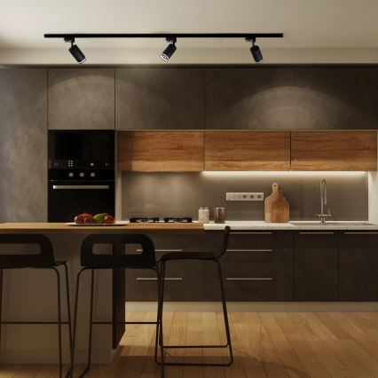Foco para sistema de rieles PARIS 3xGU10/10W/230V + 1 m sistema de rieles negro