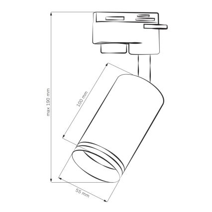 Foco para sistema de rieles PARIS 6xGU10/10W/230V + 2x1 m sistema de rieles negro