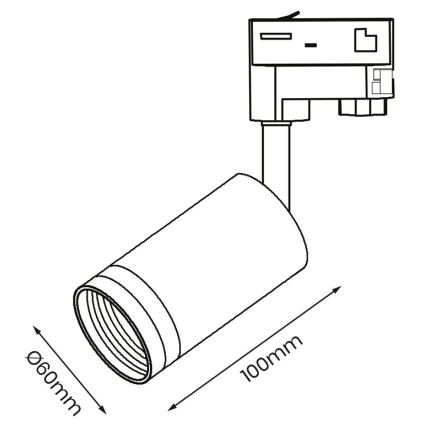 Foco para sistema de rieles trifásico PIPE 1xGU10/25W/230V blanco