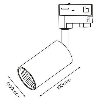 Foco para sistema de rieles trifásico PIPE 1xGU10/25W/230V negro