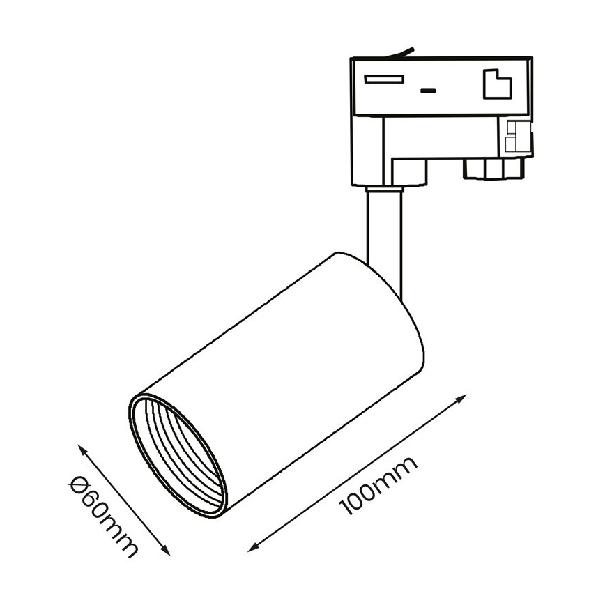 Foco para sistema de rieles trifásico PIPE 1xGU10/25W/230V negro
