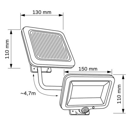 Foco solar LED con sensor DUO LED/1W/3,7V 1200 mAh IP44