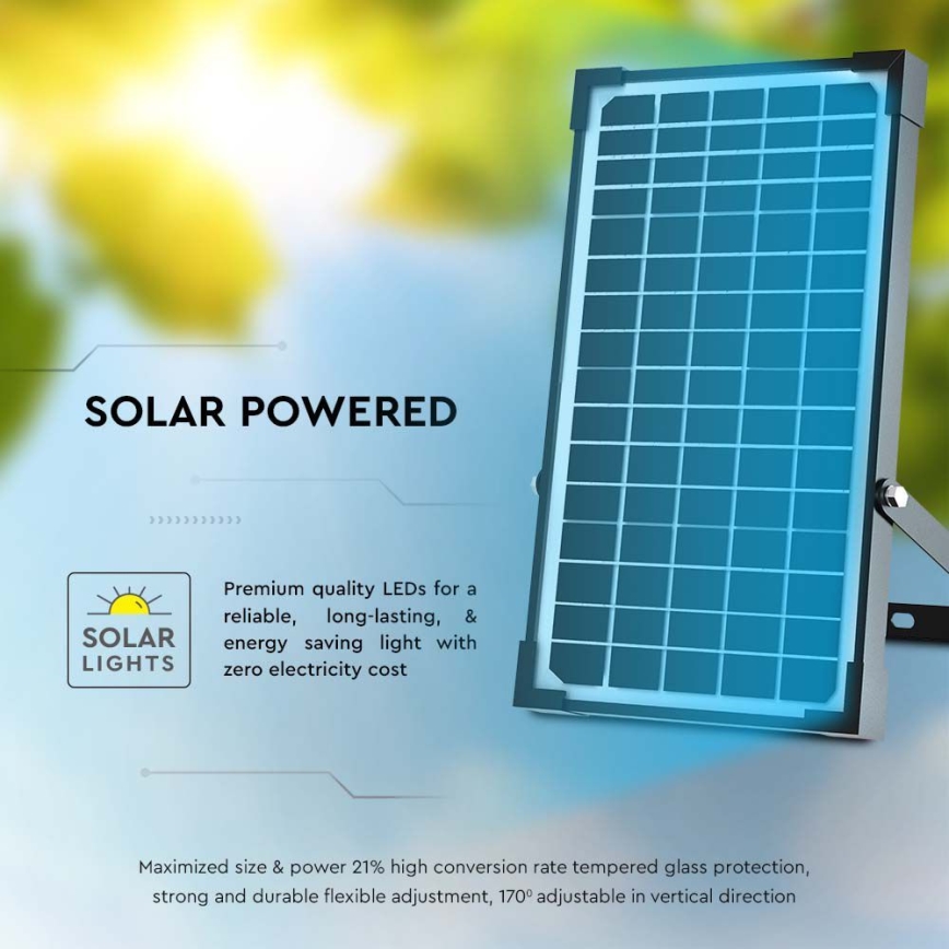 Foco solar LED con sensor LED/30W/6,4V 4000K 6000 mAh + mando a distancia