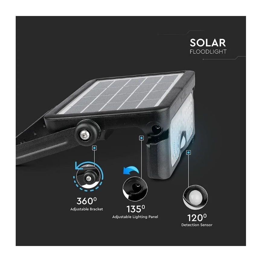 Foco solar LED con sensor LED/5W/3,7V IP65 4000K 3000 mAh