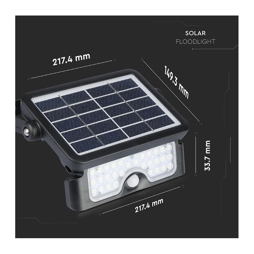 Foco solar LED con sensor LED/5W/3,7V IP65 4000K 3000 mAh