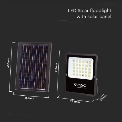 Foco solar LED exterior LED/20W/3,2V 6400K IP65 15000 mAh + mando a distancia