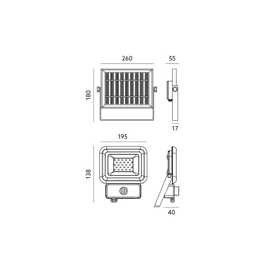 Foco solar LED exterior con sensor LED/20W/3,7V 6500K IP65 4400 mAh