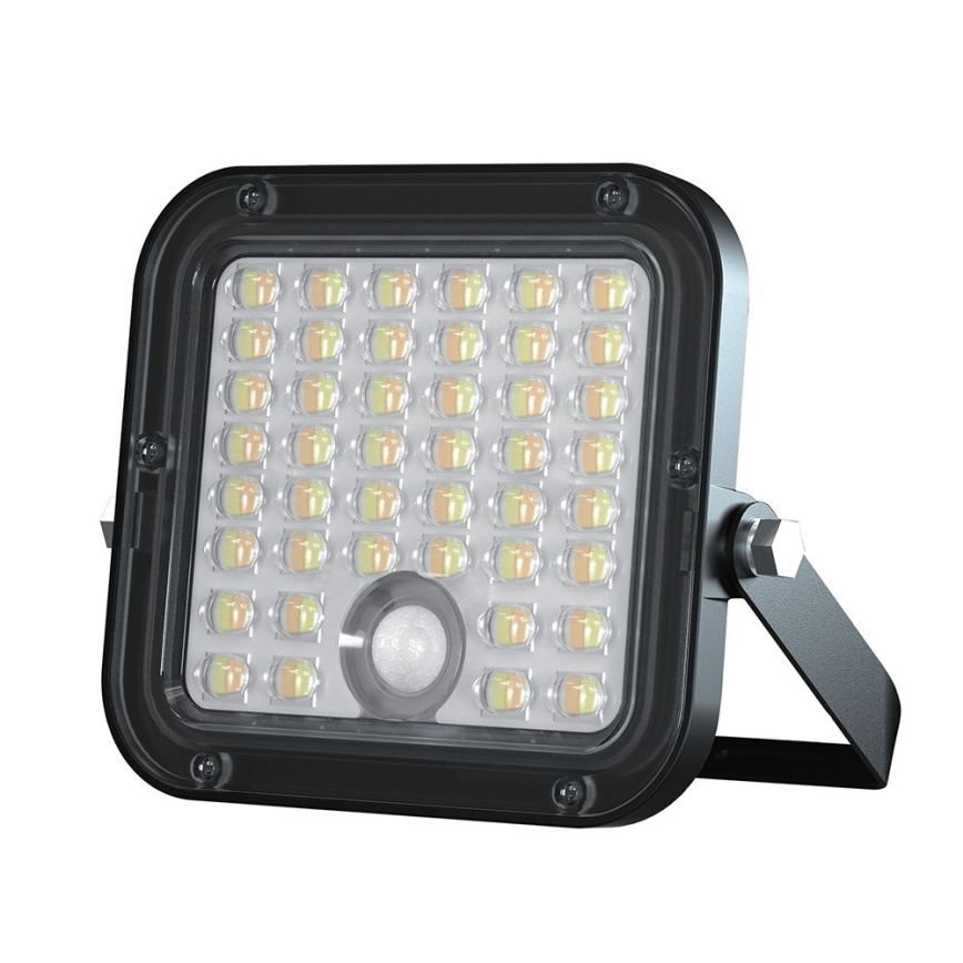 Foco solar LED regulable con sensor LED/10W/3,7V 4000/6000K IP65 3600 mAh + mando a distancia