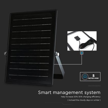 Foco solar LED regulable con sensor LED/10W/3,7V 4000/6000K IP65 3600 mAh + mando a distancia