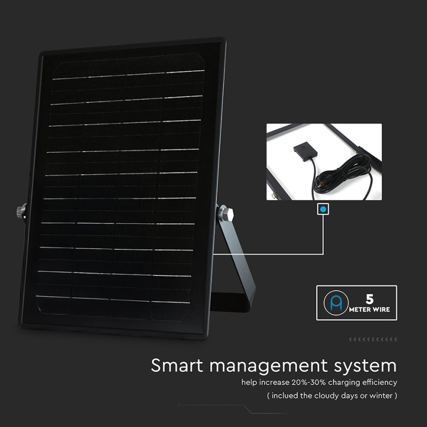 Foco solar LED regulable con sensor LED/10W/3,7V 4000/6000K IP65 3600 mAh + mando a distancia