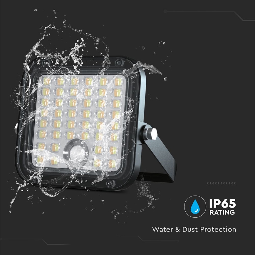 Foco solar LED regulable con sensor LED/10W/3,7V 4000/6000K IP65 3600 mAh + mando a distancia