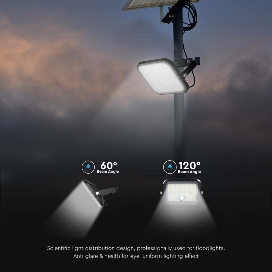 Foco solar LED regulable con sensor LED/10W/3,7V 4000/6000K IP65 3600 mAh + mando a distancia