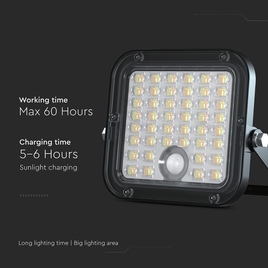 Foco solar LED regulable con sensor LED/10W/3,7V 4000/6000K IP65 3600 mAh + mando a distancia