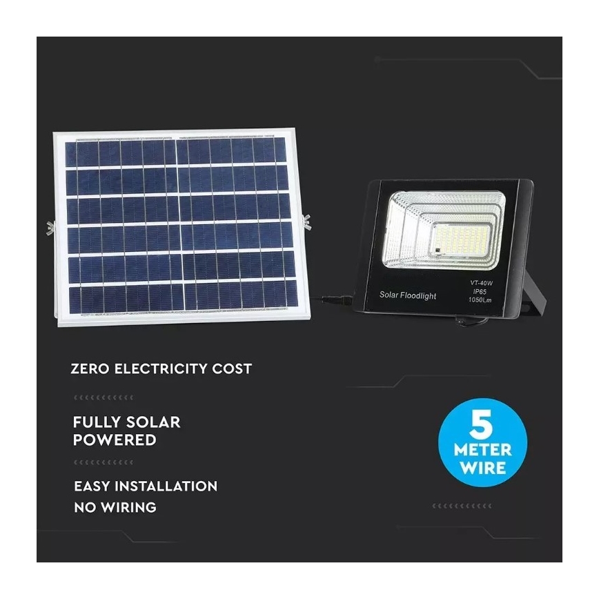 Foco solar LED regulable LED/16W/3,2V 4000K IP65 10000 mAh + mando a distancia