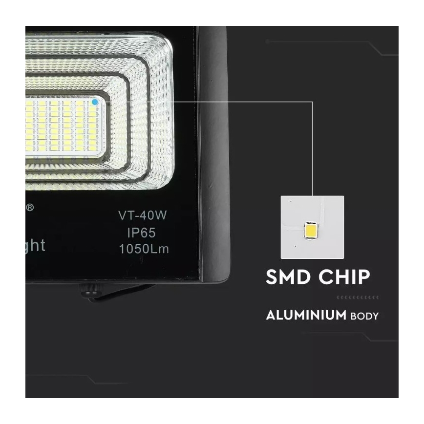 Foco solar LED regulable LED/16W/3,2V 4000K IP65 10000 mAh + mando a distancia
