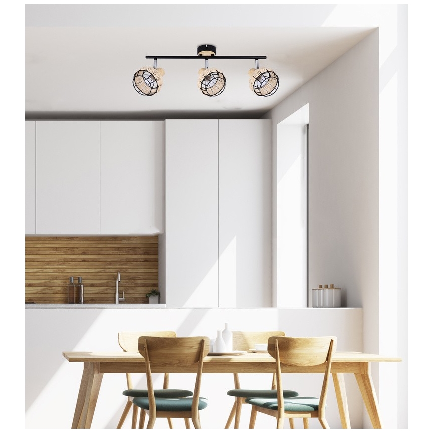 Foco TAJGA 3xE14/40W/230V ratán/negro