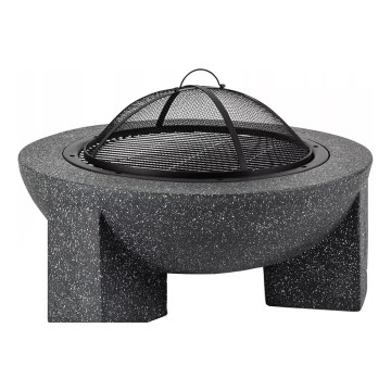 Fogón portátil con rejilla 79,5x38 cm negro/granito oscuro