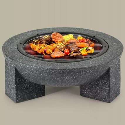 Fogón portátil con rejilla 79,5x38 cm negro/granito oscuro