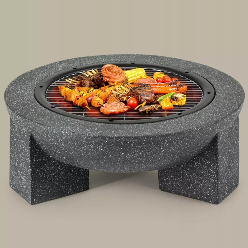 Fogón portátil con rejilla 79,5x38 cm negro/granito oscuro