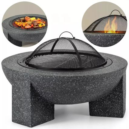 Fogón portátil con rejilla 79,5x38 cm negro/granito oscuro