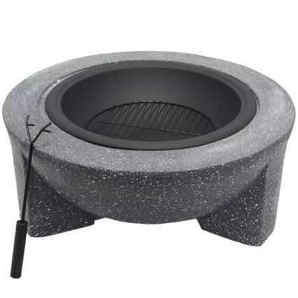 Fogón portátil con rejilla 79,5x38 cm negro/granito oscuro