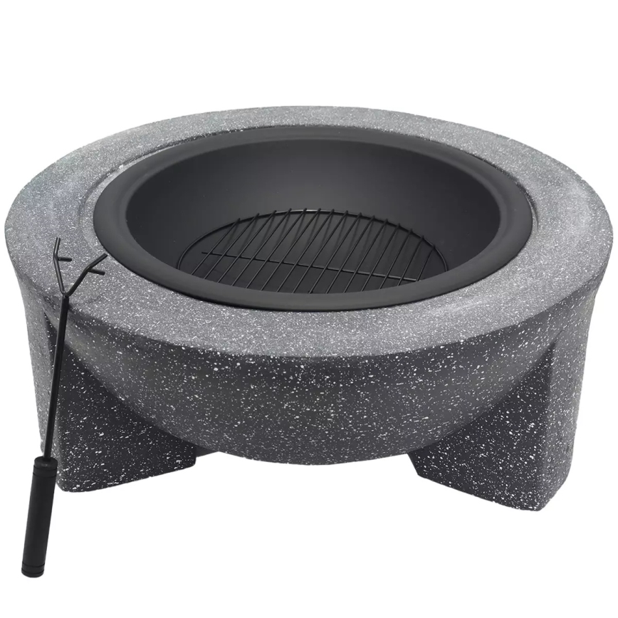 Fogón portátil con rejilla 79,5x38 cm negro/granito oscuro