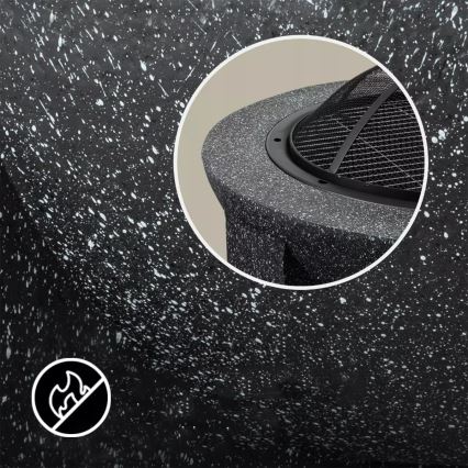 Fogón portátil con rejilla 79,5x38 cm negro/granito oscuro