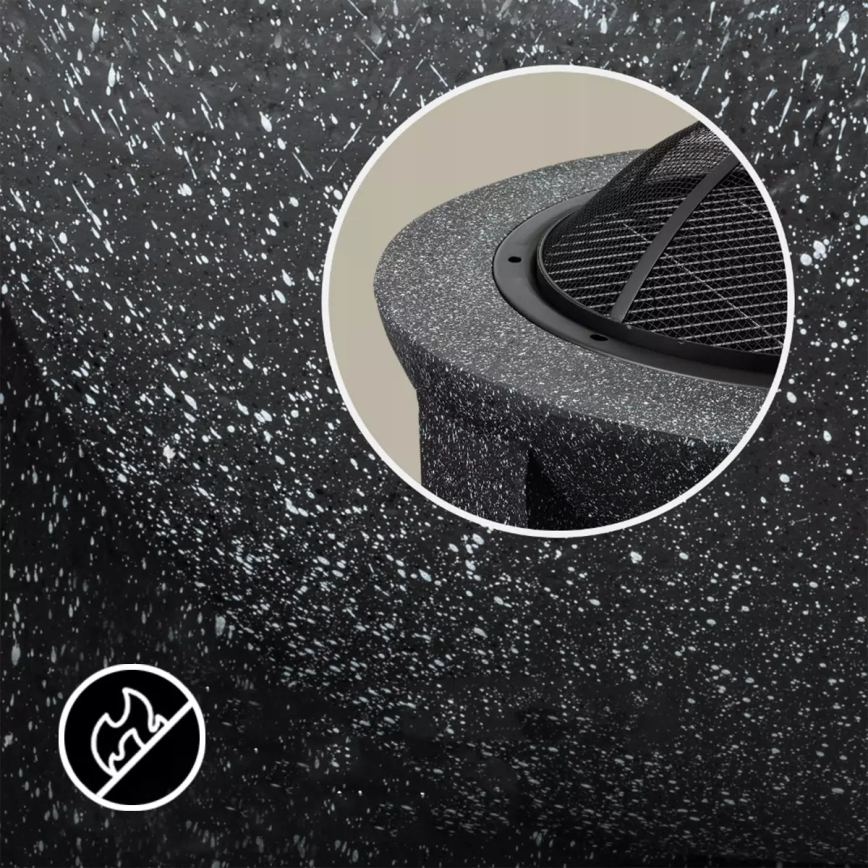 Fogón portátil con rejilla 79,5x38 cm negro/granito oscuro