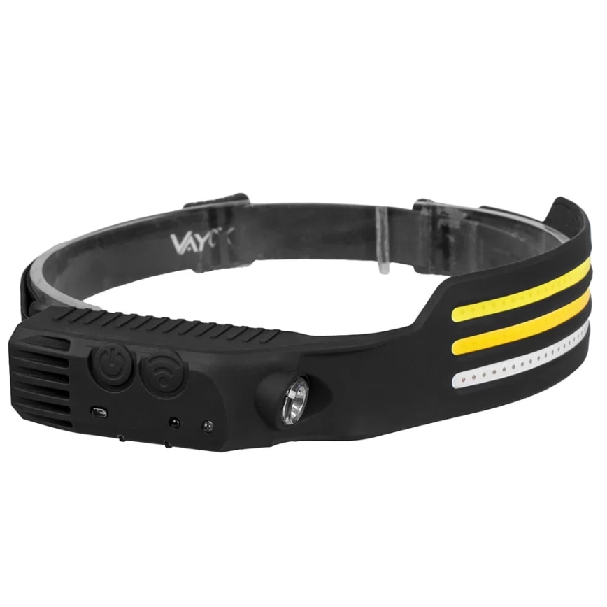 Linterna frontal recargable LED regulable con sensor y luz roja 4xLED/5V IP44 300 lm 1200 mAh