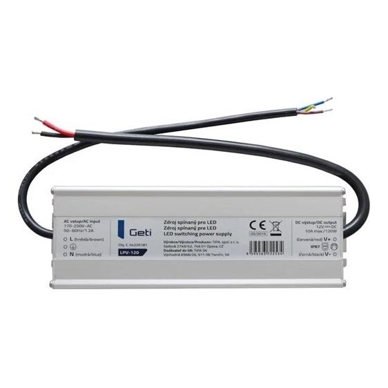 Fuente de alimentación conmutada para tiras LED 120W/12V IP67