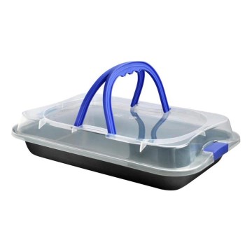 Fuente para horno con tapa TORO 42x3,8x29 cm negro/azul